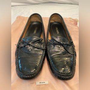 Prada Black Patent Driving Loafers 39